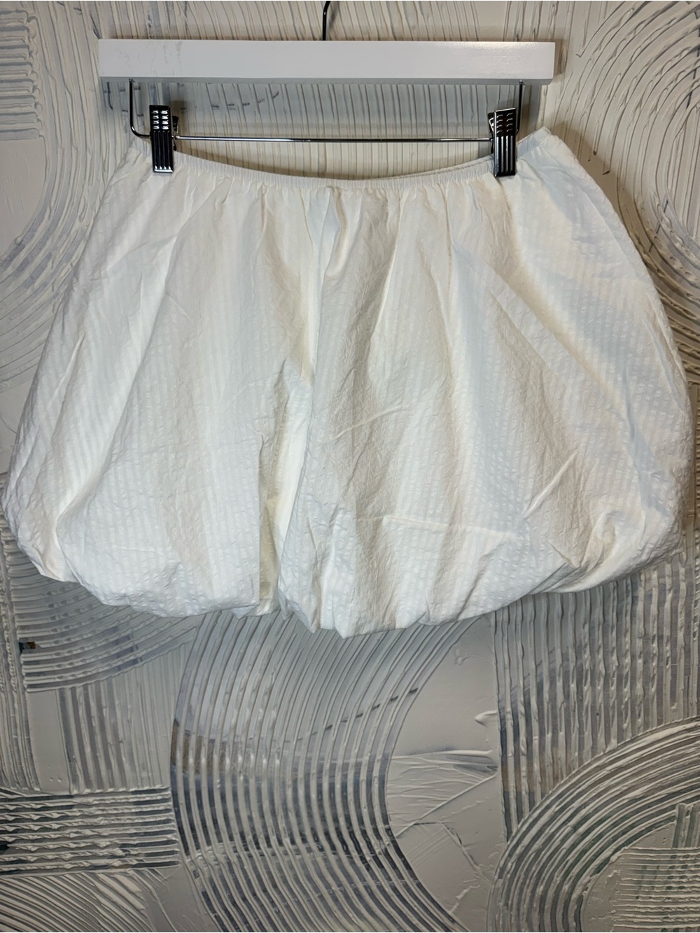 MINKPINK Alexa Bubble Mini Skirt White Size S Seersucker Puff Hem